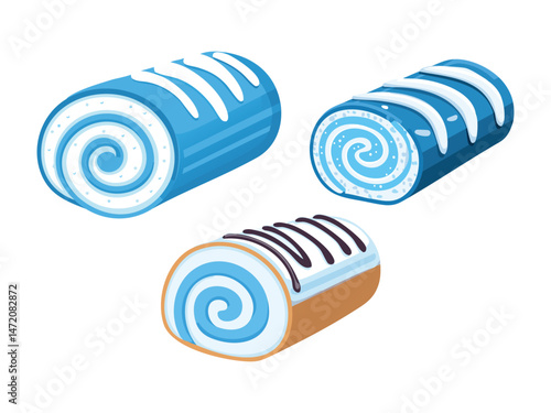 vector illustration of an Arctic Roll (Ice Cream Wrapped in Sponge Cake)