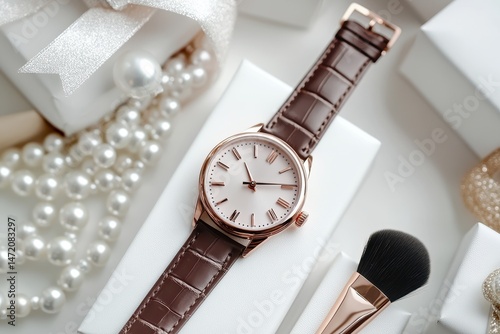 Wallpaper Mural Elegant timepiece surrounded by gifts and accessories Torontodigital.ca