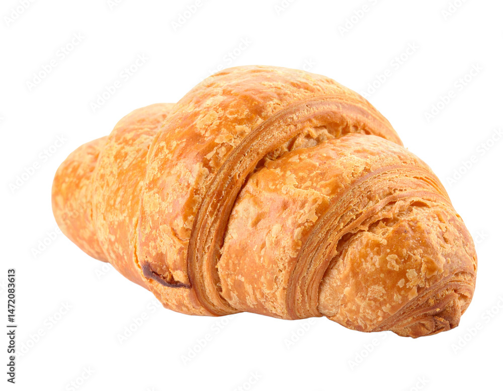 Golden Croissant Pastry Isolated on Transparent Background for Food and Bakery Designs
