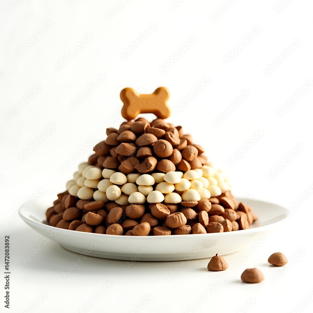 Layered Dog Treat Pyramid with Bone Shaped Treat on Top Layered Dog Treat Pyramid with Bone Shaped Treat on Top