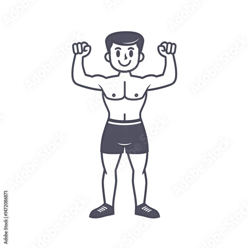 Wallpaper Mural A cartoon character showcasing a strong physique, flexing muscles proudly. This illustration captures the essence of fitness and health in a fun and engaging manner. Torontodigital.ca