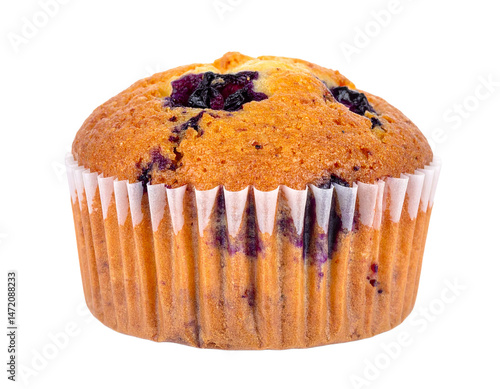Obraz na płótnie Delicious blueberry muffin isolated on transparent background sweet bakery dessert w salonie