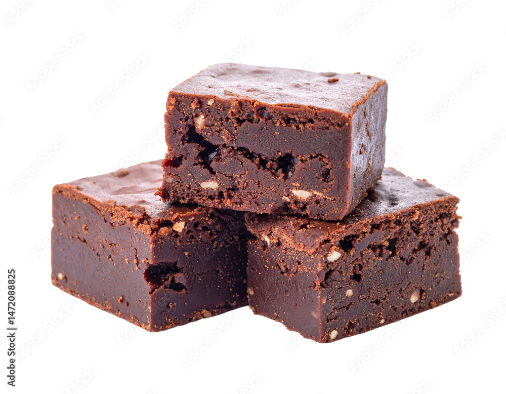 Delicious Chocolate Brownie Stack Isolated on Transparent Background Gourmet Dessert