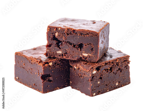 Obraz na płótnie Delicious Chocolate Brownie Stack Isolated on Transparent Background Gourmet Dessert w salonie