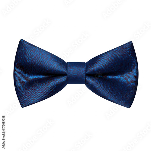 A classic navy blue bow tie on a white isolated background, perfect for formal occasions, adding elegance and style to any outfit.