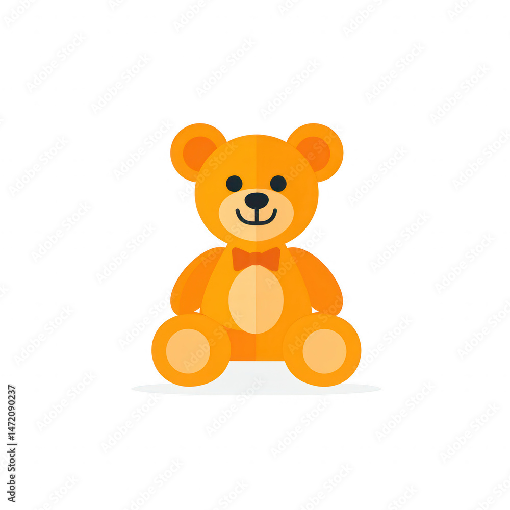 Obraz premium A cute, colorful teddy bear with a cheerful expression, wearing a bow tie, set against a white isolated background. Perfect for toys, childhood, and cozy themes.