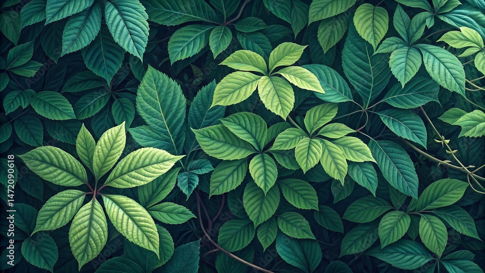 Lush Tropical Foliage Wall with Vibrant Green Leaves in Various Shapes and Textures for a Natural Indoor or Outdoor Garden Design. Lush Tropical Foliage Wall with Vibrant Green Leaves in Various Shapes and Textures for a Natural Indoor or Outdoor Garden Design.