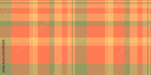 Vibrant autumnal plaid pattern.  Warm orange, green, and yellow hues create a cozy, rustic feel, perfect for fallthemed designs, textile prints, or website backgrounds.