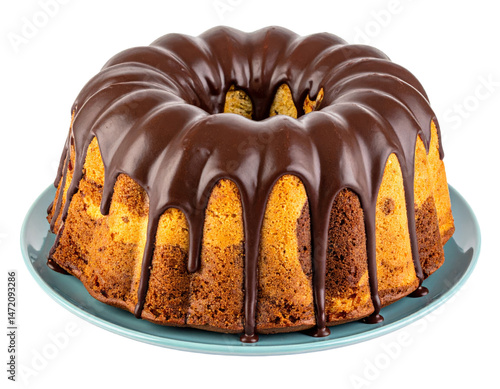 Delicious Chocolate Glazed Bundt Cake Isolated Baking Dessert Food Treat