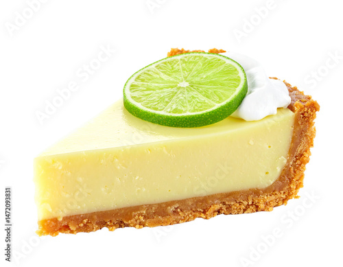 Key Lime Pie Slice Isolated Sweet Pastry Dessert Delicious Citrus Fruit Treat