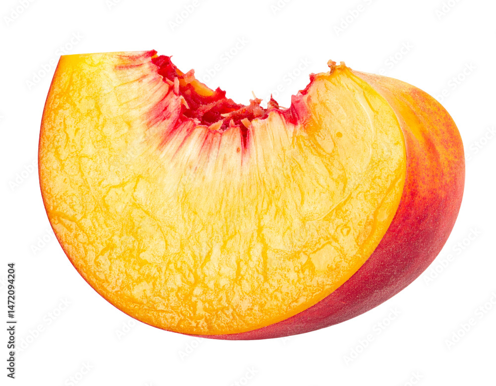 Peach Slice Isolated Fresh Ripe Fruit Juicy Sweet Healthy Food on Transparent Background