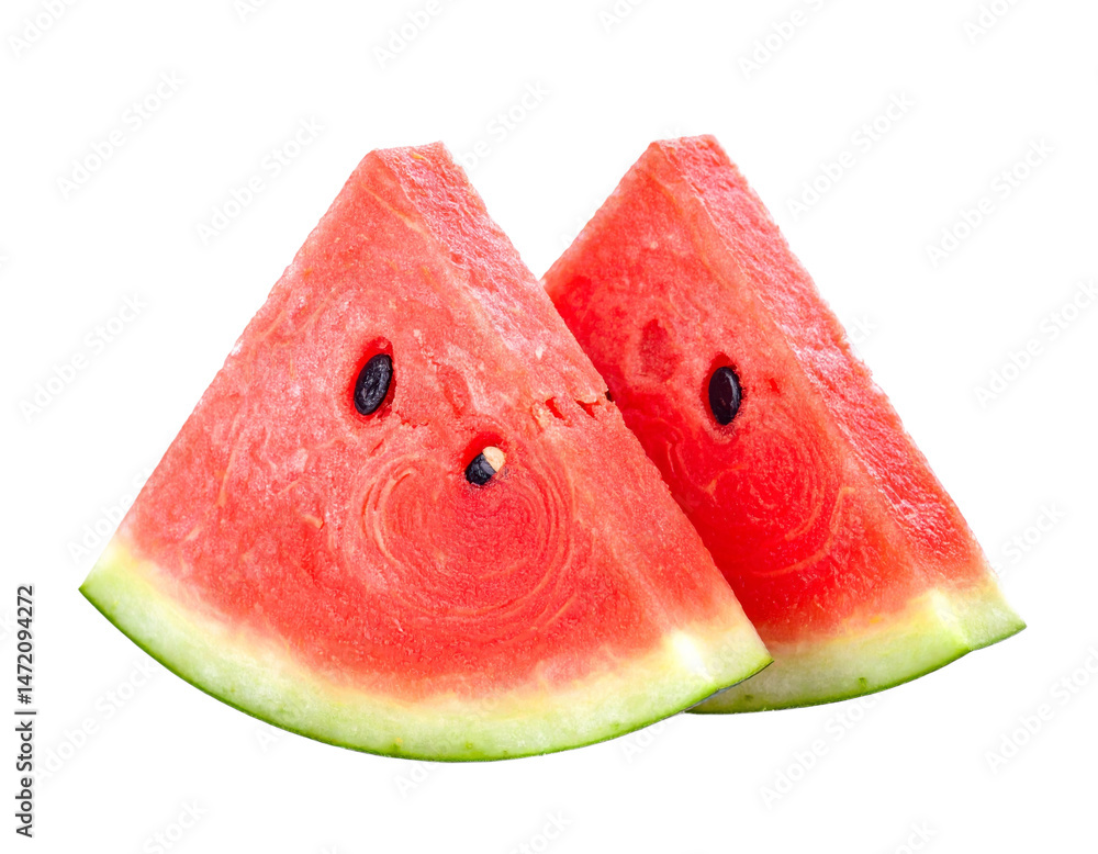 Fresh Watermelon Slices Isolated on Black Background Juicy Summer Fruit Treat