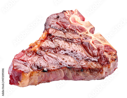 Obraz na płótnie Delicious Grilled T Bone Steak Isolated Meat Food Barbecue BBQ Transparent Background w salonie