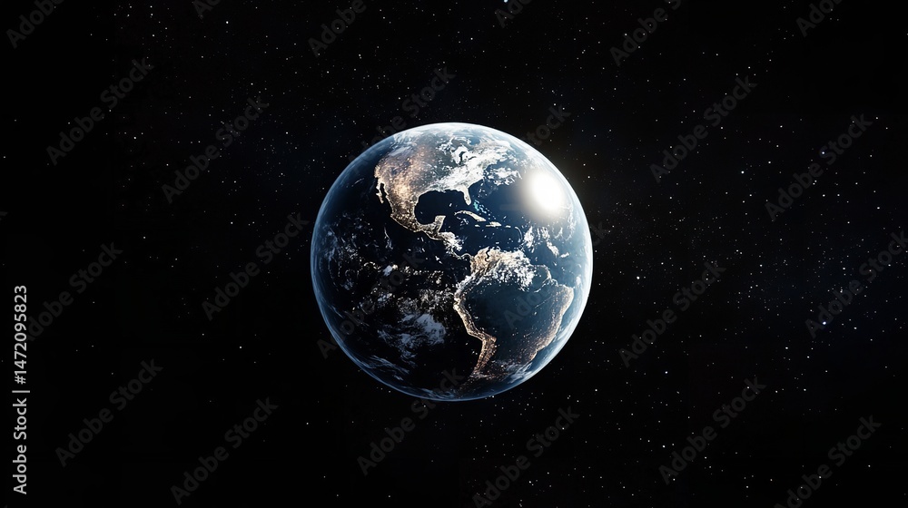 Obraz premium 3D Render of Space Debris Around Planet Earth in 8K Realistic Detail