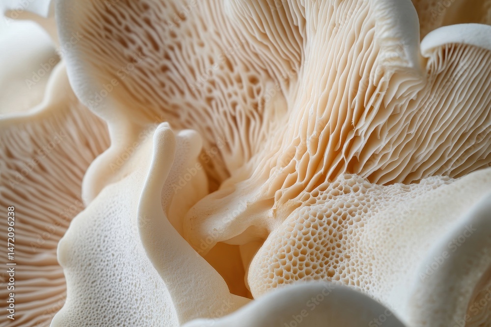 Close-up of a mushroom's intricate texture Close-up of a mushroom's intricate texture