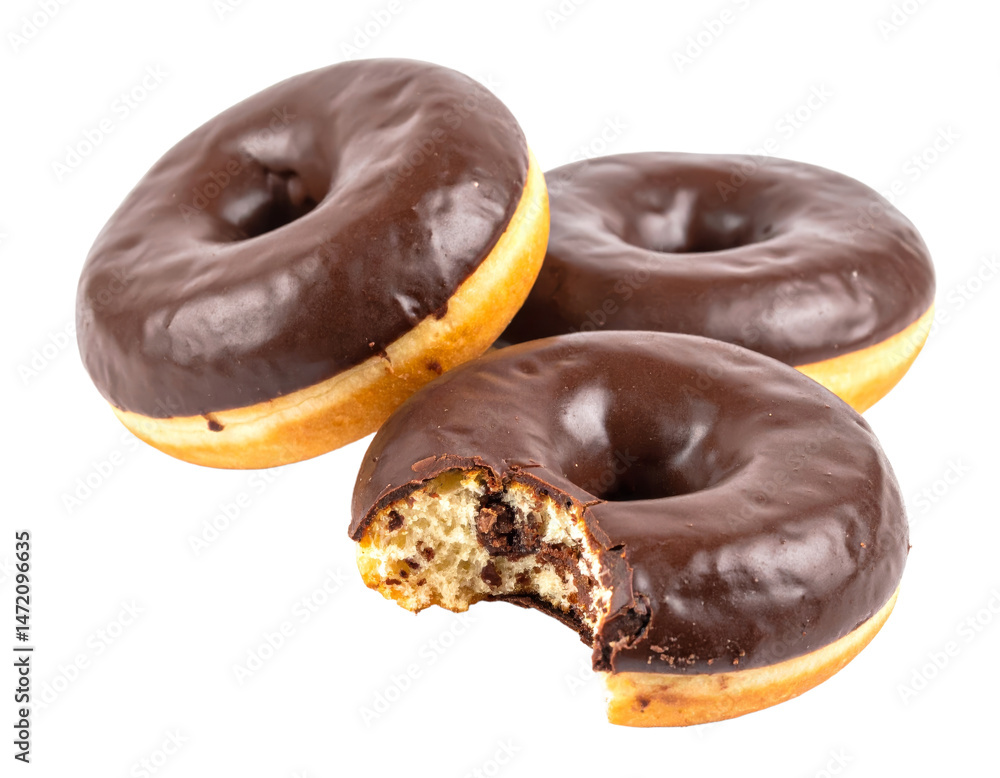 Chocolate Donuts Isolated Sweet Food Dessert Pastry Delicious Baked Sugar Treat PNG