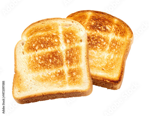 Two Slices of Toast Bread Isolated on Transparent Background Food Breakfast Toast Grilled
