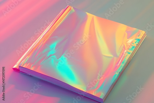 Holographic Book Mockup Iridescent Pastel Rainbow Cover