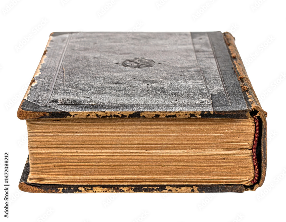 Old Antique Book Isolated on Transparent Background Vintage Paper Education Concept