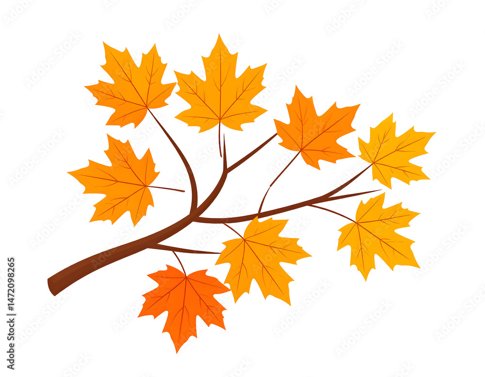 Fototapeta premium Autumn maple branch illustration