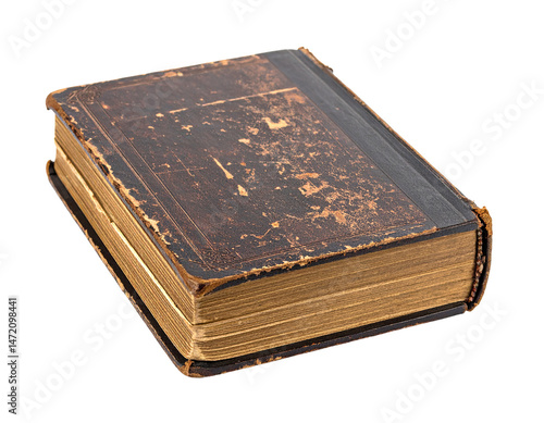 Obraz na płótnie Old Leather Book Isolated on Transparent Background Antique Vintage Education w salonie