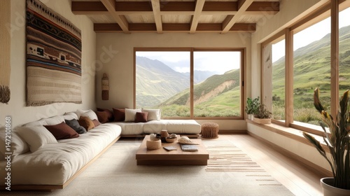 Modern house interior in the Peruvian Andes, 
