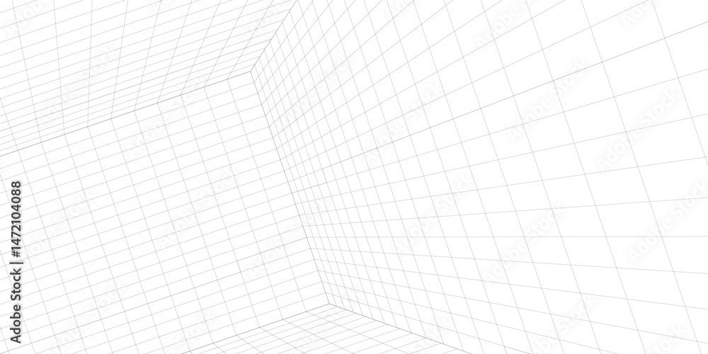 Empty futuristic digital box room white background with black grid space line color surface. Network cyber technology. banner, cover, terrain, sci-fi, wireframe, and related to background. Empty futuristic digital box room white background with black grid space line color surface. Network cyber technology. banner, cover, terrain, sci-fi, wireframe, and related to background.
