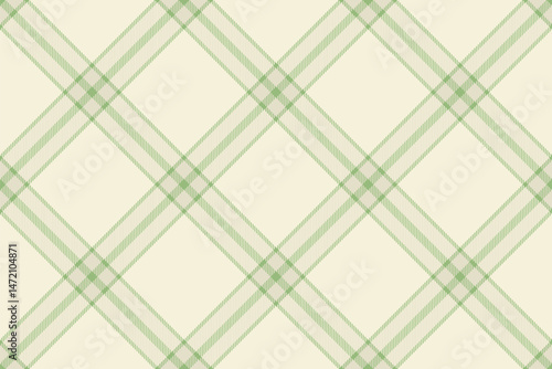 Elegant green and cream diagonal plaid pattern.  Perfect for textile design, wallpaper, packaging, or website backgrounds.