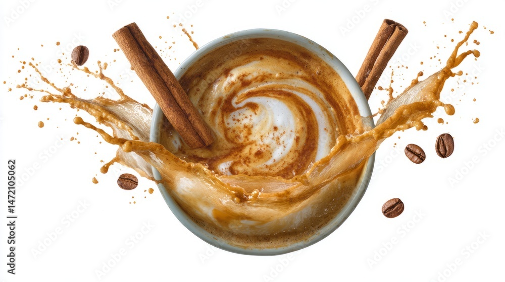 Fototapeta premium Coffee splash action kitchen food photography dynamic close-up beverage experience