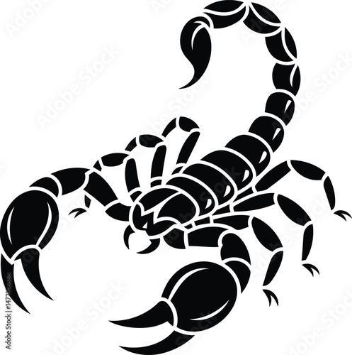 Scorpion Silhouette with Bold Lines and Detailed Features Vector Graphic.