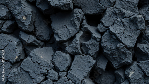 Close-up of lava rock with deep cracks and cavities, creating a striking geological atmosphere