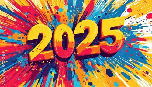 Abstract Colorful 2025 New Year Explosion Design