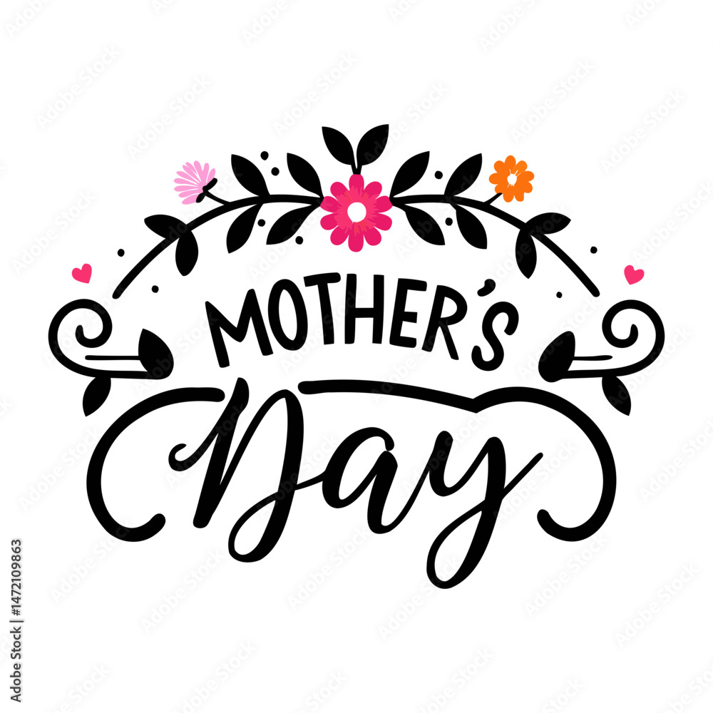 Obraz premium Mother's Day typography silhouette vector illustration isolated on a transparent background for greeting card designs and holiday projects