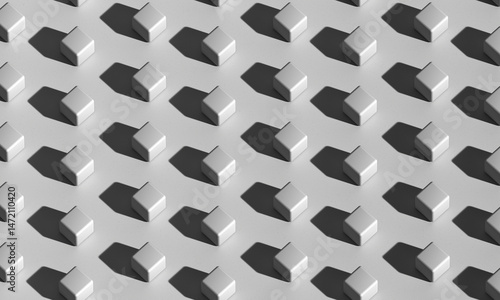 Minimalist Geometric Pattern with White Cubes and Shadows 3d render