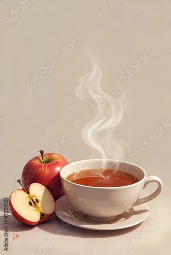 cup of tea and apple