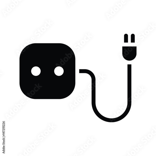 power source socket icon. Power cord and plug sign. plug symbol. Vector stock illustration.