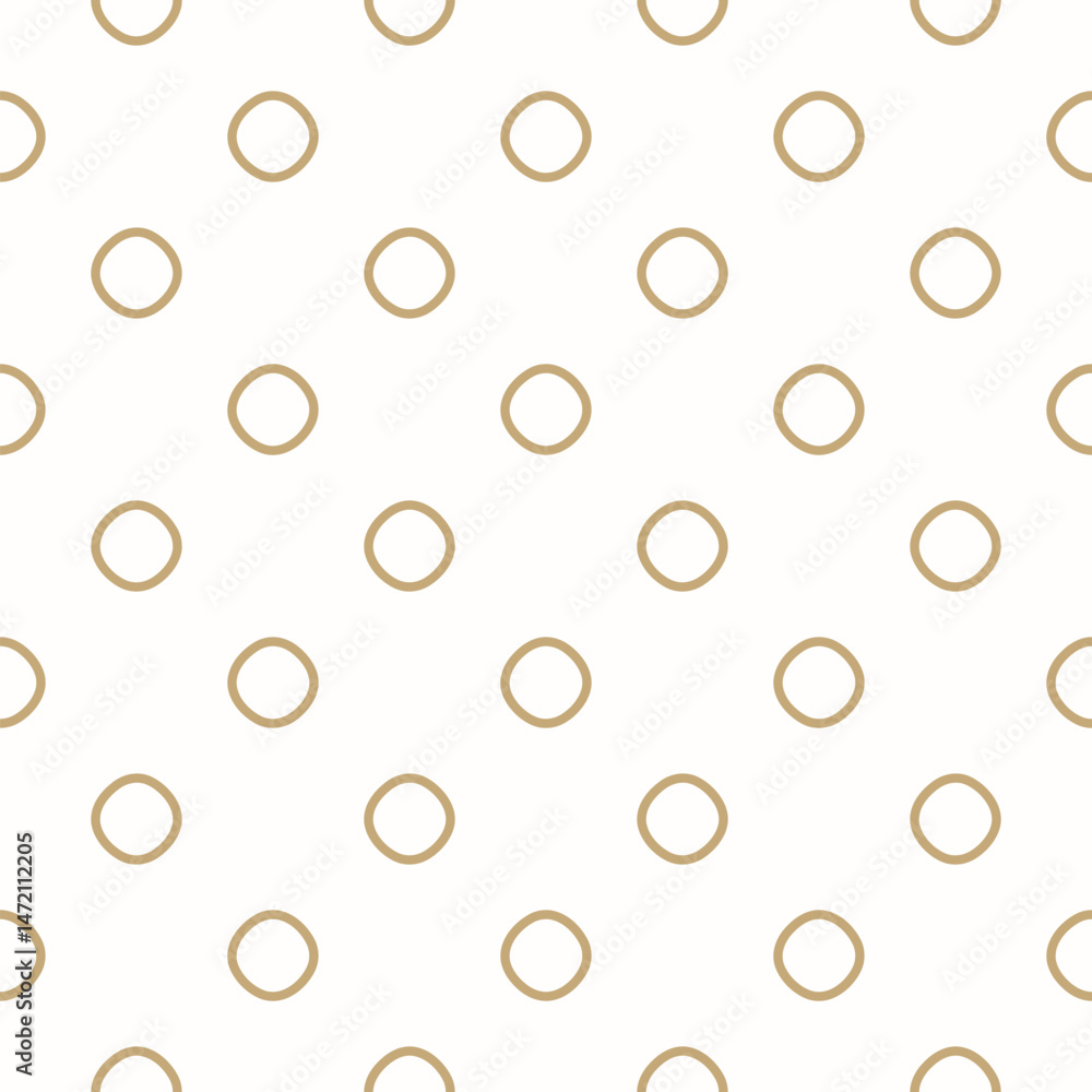 Simple vector minimalist geometric seamless pattern. Luxury gold and white texture with linear circles, dots, bubbles. Subtle golden abstract background. Minimal repeated design for decor, wallpapers Simple vector minimalist geometric seamless pattern. Luxury gold and white texture with linear circles, dots, bubbles. Subtle golden abstract background. Minimal repeated design for decor, wallpapers