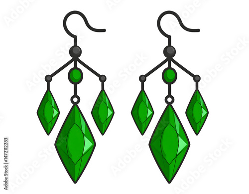 Elegant dangle earrings with emerald-like gemstones