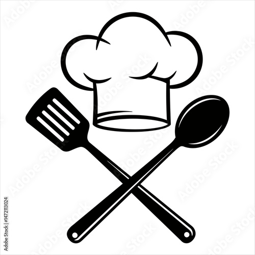 Chef Hat, Spatula, and Spoon Culinary Icon Illustration
