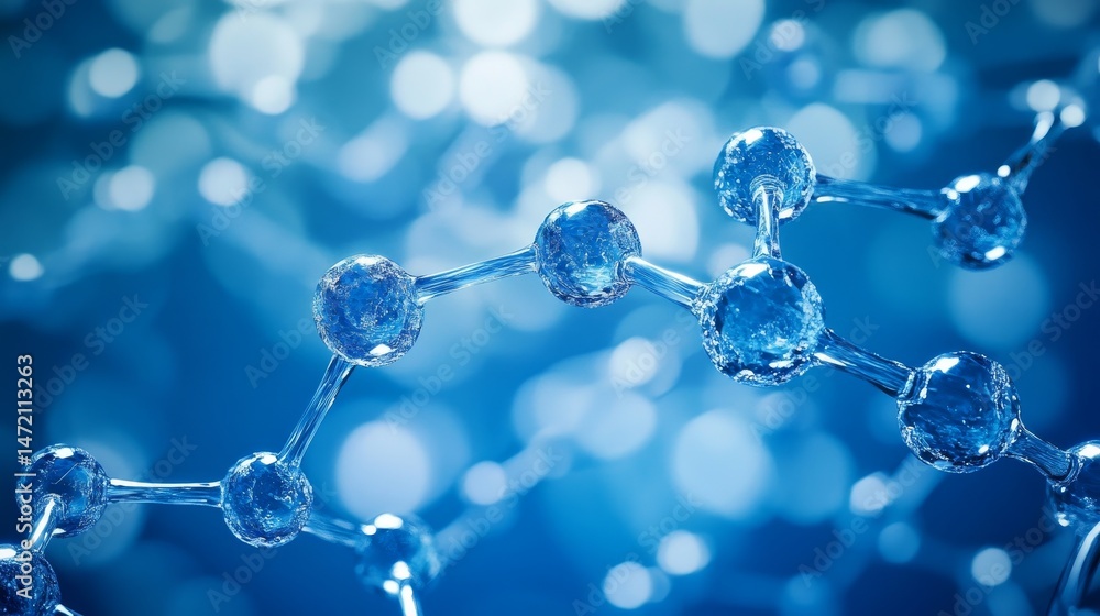 Abstract representation of molecular structures in a blue hue. Abstract representation of molecular structures in a blue hue.
