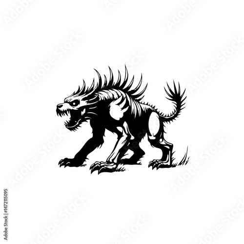 Stylized depiction of a formidable black beast illustration for dark fantasy designs