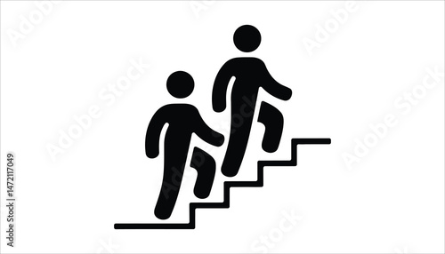People Walking Up Stairs Concept for Progress and Growth