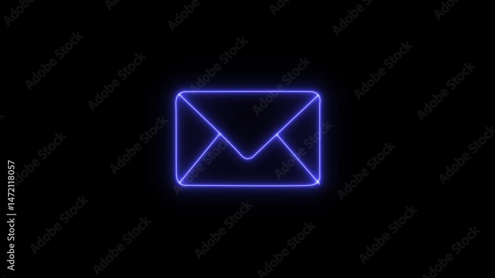 Neon line massage, mail, letter box icon animation on black background. neon shine mailbox icon. Email line icon glowing animation. Neon line massage, mail, letter box icon animation on black background. neon shine mailbox icon. Email line icon glowing animation.