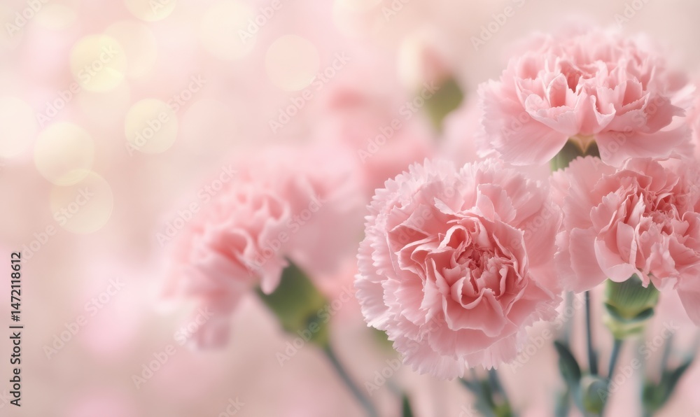 Pink carnations in soft focus create a delicate and serene atmosphere for spring Pink carnations in soft focus create a delicate and serene atmosphere for spring