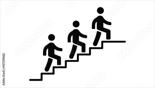 People Walking Up Stairs Concept for Progress and Growth