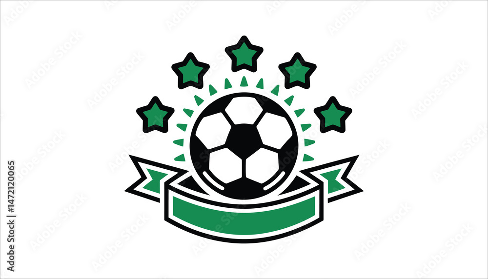 Obraz premium Soccer Ball with Stars and Ribbon for Sports Achievement