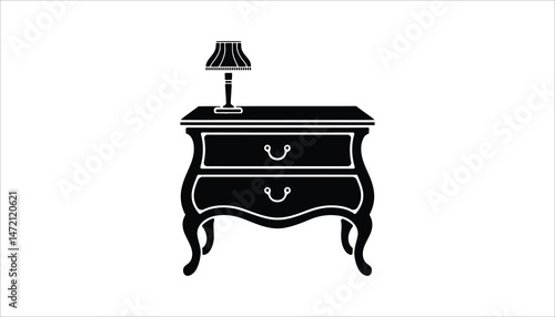 Elegant Nightstand with Lamp Vector Illustration