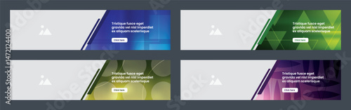 Horizontal banners templates with gradient colors, abstract background with geometric shape patterns. 