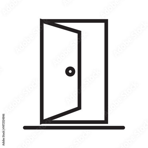 Open door icon set. Login and logout, key, lock, exit, register icons. Vector.