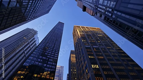 Wallpaper Mural Cityscape Skyscrapers at Twilight: A Low Angle View of Modern Architecture Torontodigital.ca